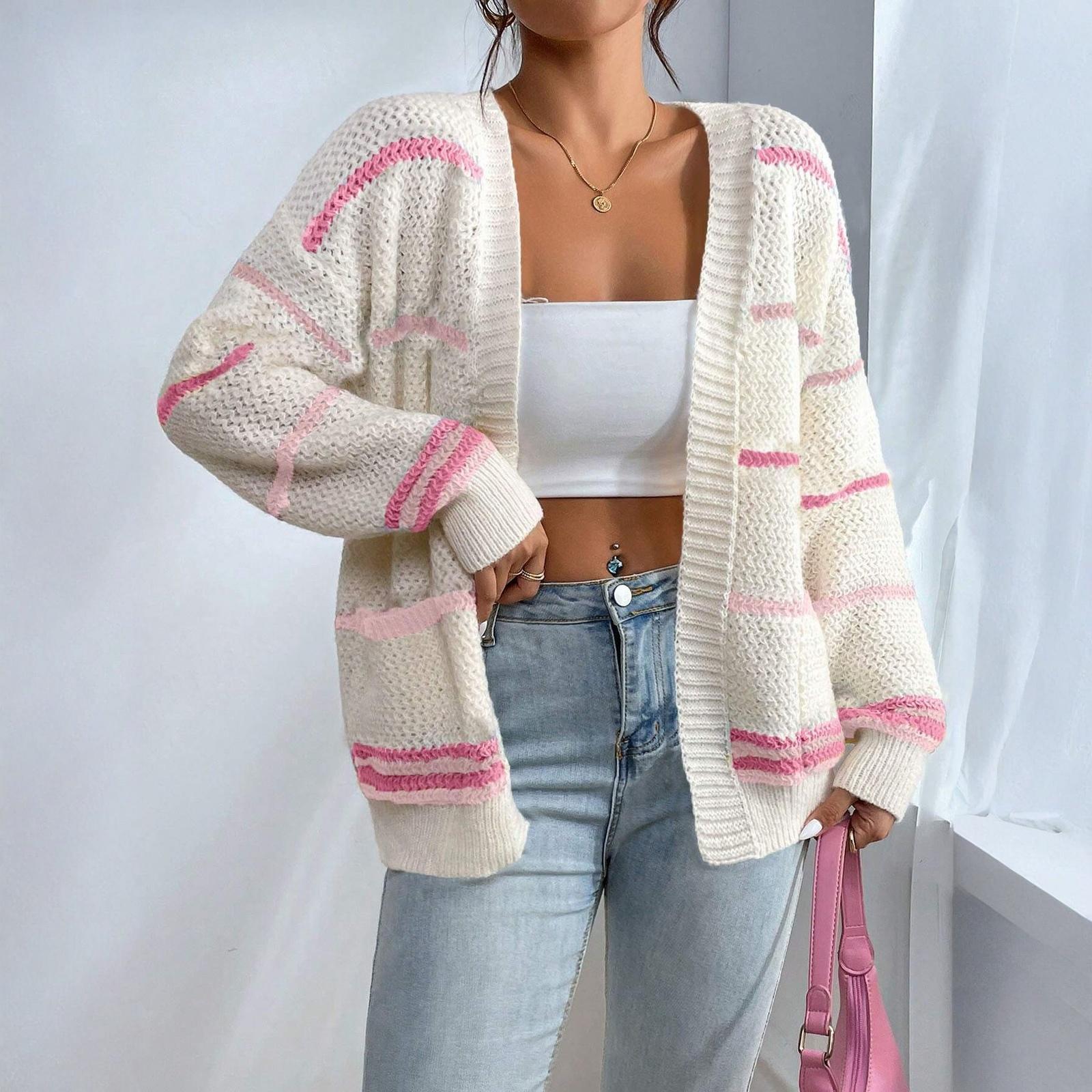 

Женские кардиганы с длинным рукавом, повседневные, легкие, на пуговицах, с V-образным вырезом, осенняя одежда XL розовый