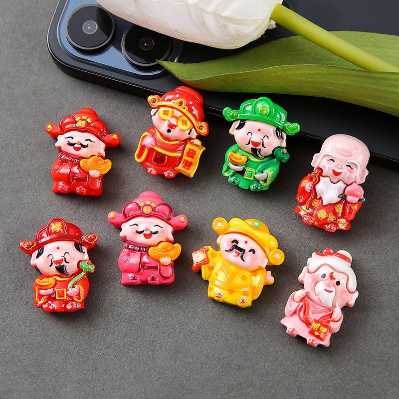 8PCS DIY God of Fortune Refrigerator Stickers Magnetic Suction Three-dimensional Wall Hanging New Year Festive Creative Living