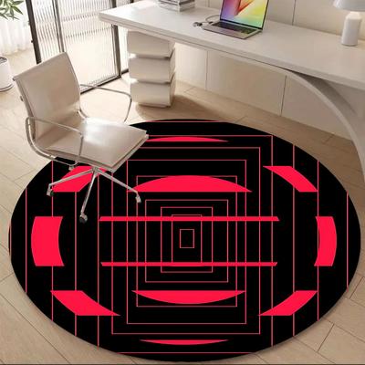 1pc Geometric Pattern Office Round Area Rug, Indoor Mat Suitable ForOffice, Under Office Chairs Bedroom Living Room Home Decor, Room Deco T166