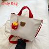 Small Canvas Bear Handbag For Women With Zipper Closure And Mobile Pocket