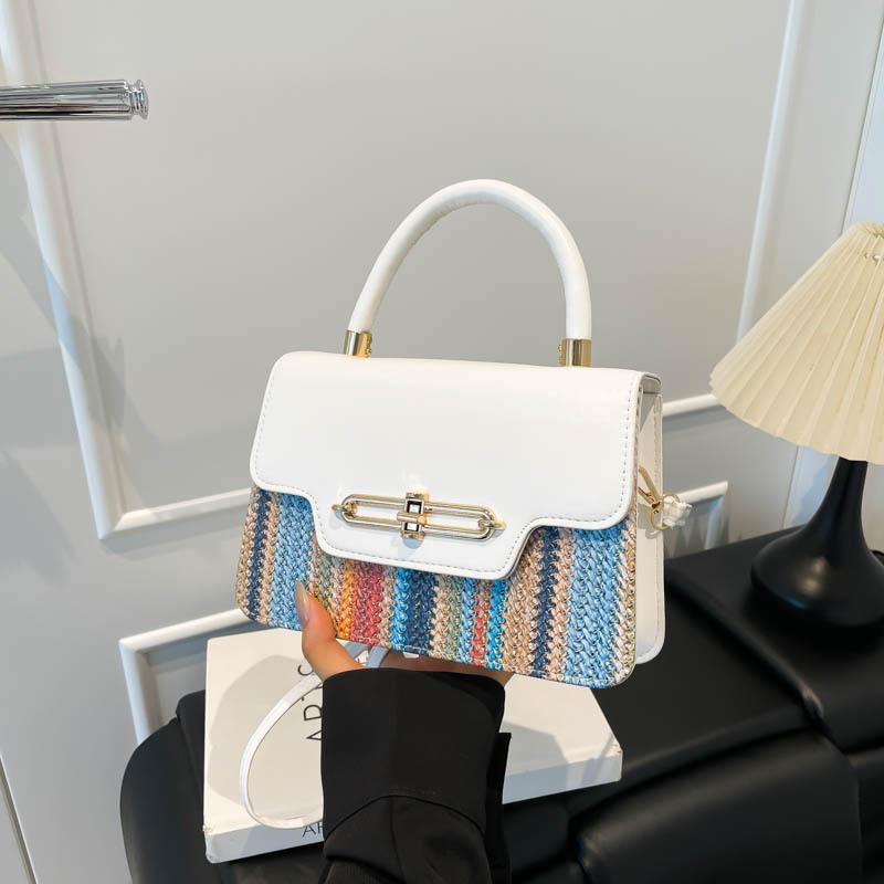 

High-end fashion woven straw niche bag style new versatile shoulder bag texture portable messenger bag белый