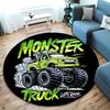 "Vibrant Monster Truck Rug for Kids' Rooms" round carpet for home sofa bedroom, gift