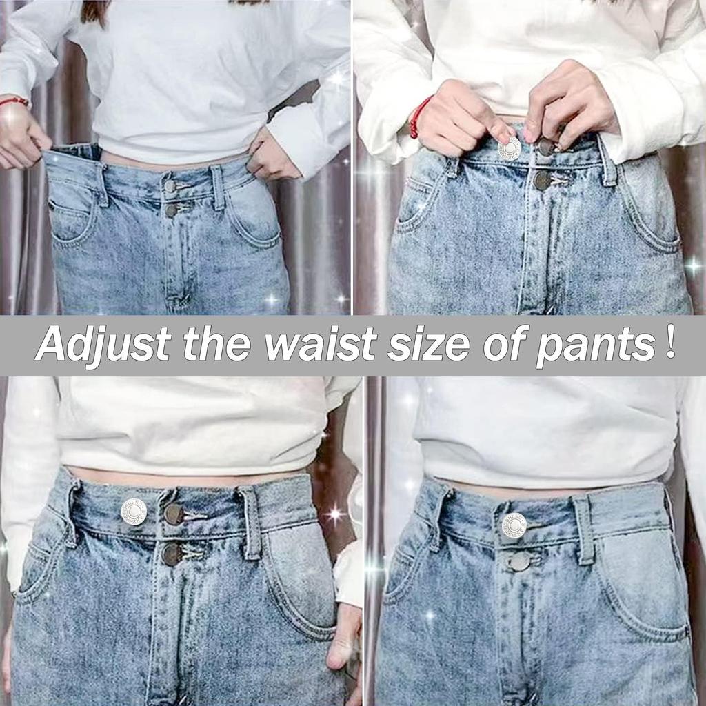 32 Sets Jeans Buttons Replacement, 17 Mm and 20 Mm No-Sew Removable Metal Buttons Replacement Repair Combo Thread Rivets