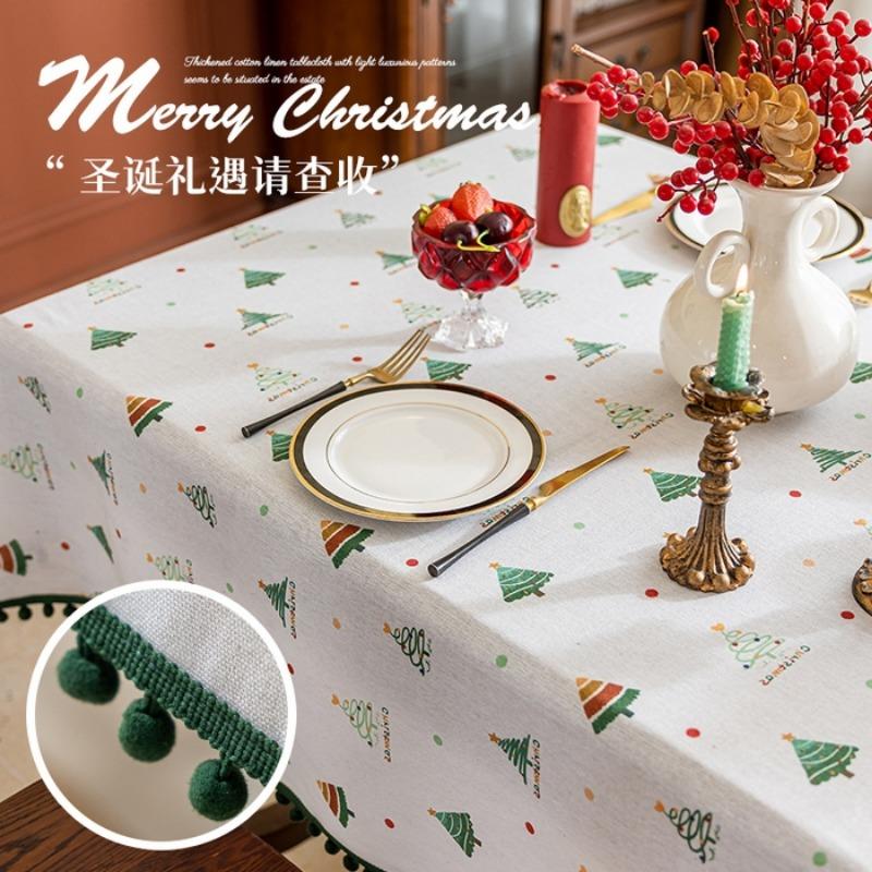 High-end tablecloth household round table rectangular table festive atmosphere Christmas party tablecloth