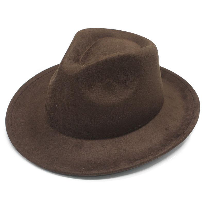 New suede men's and women's top hats solid color western cowboy hats retro simple jazz hats ethnic style top hats