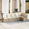 VidaXL 6-Piece Garden Sofa Set with Beige Cushions Poly Rattan 3345381