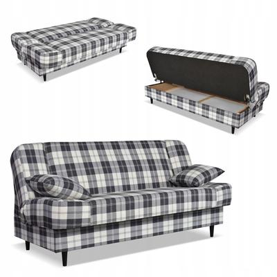 Sofa Sally Rozkładana Do Spania Krata Granatowo - Biała