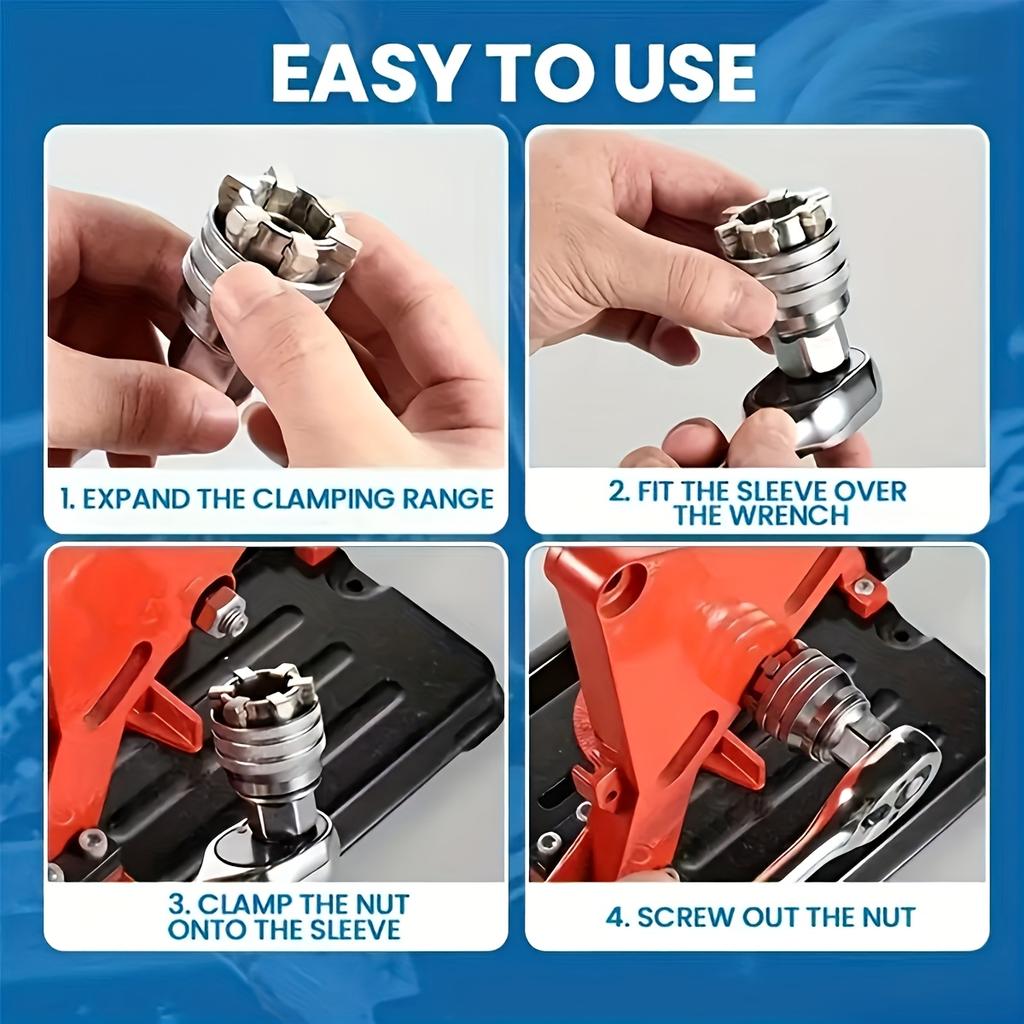 Universal Multifunctional Wrench Socket Sleeve Converter for 3/8" Drive Wrench, 10-19mm Adjustable Socket Adapter Wrench