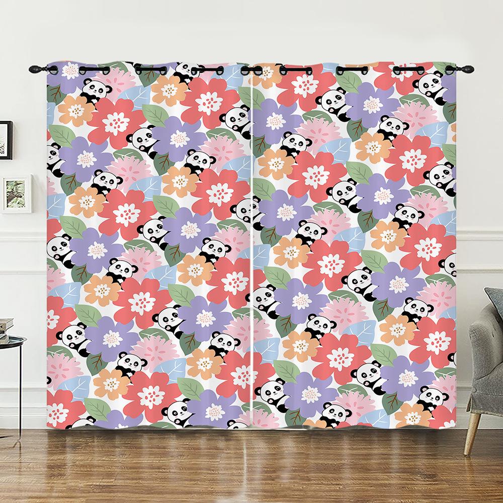 Curtain Cute Illustration Animal 3D Digital Printing Blackout Curtain Punching