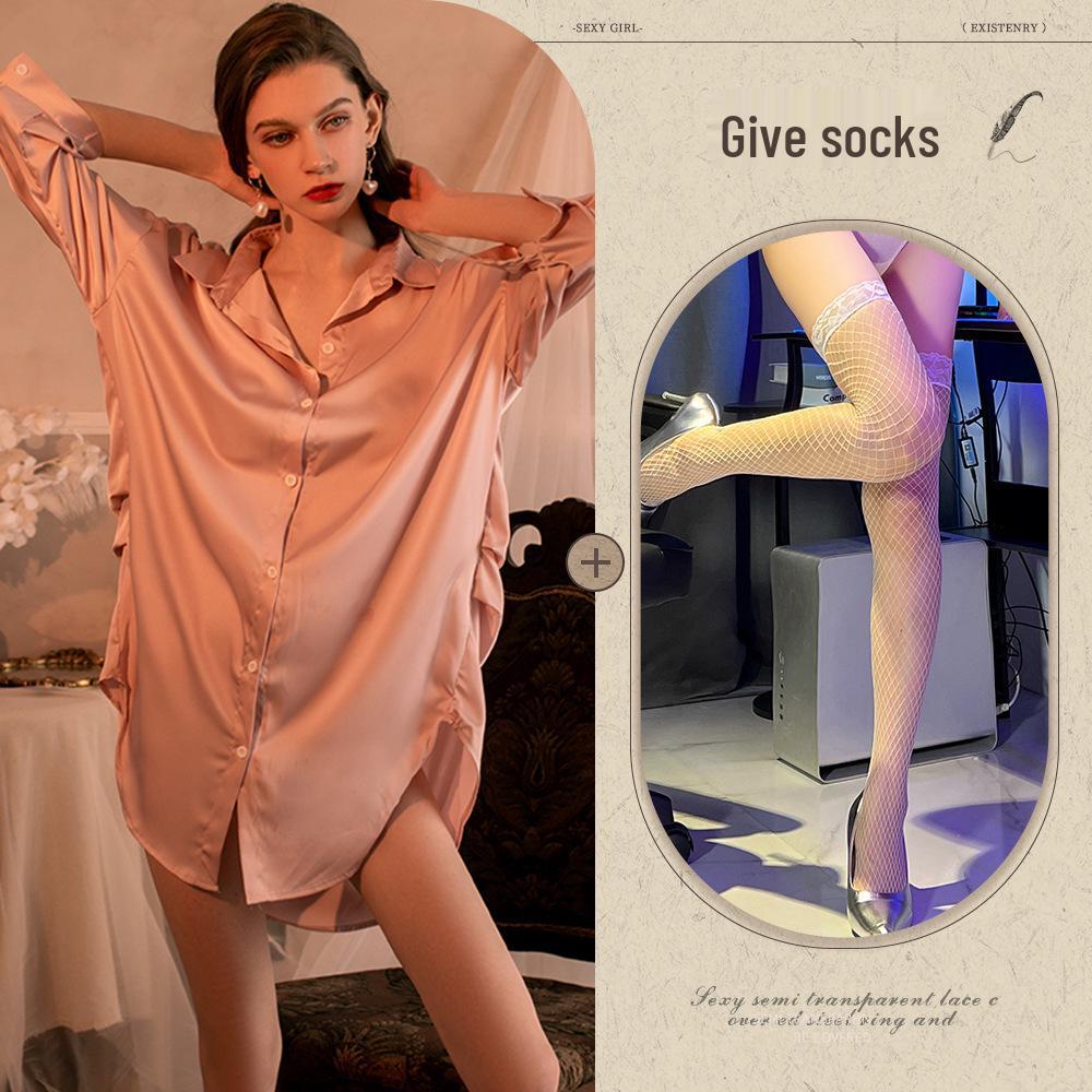 Übergröße Spitze Mesh Boyfriend Hemd - Sexy Dessous Loungewear für Frauen