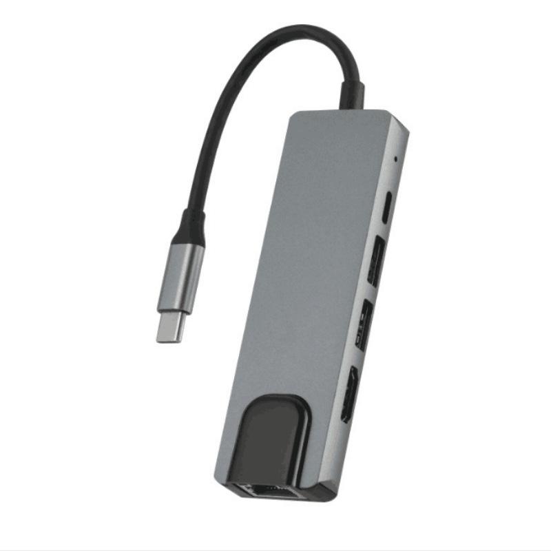 5-in-1 Multiport Type-C Hub: HDMI, Gigabit Network Adapter, and Converter Dock