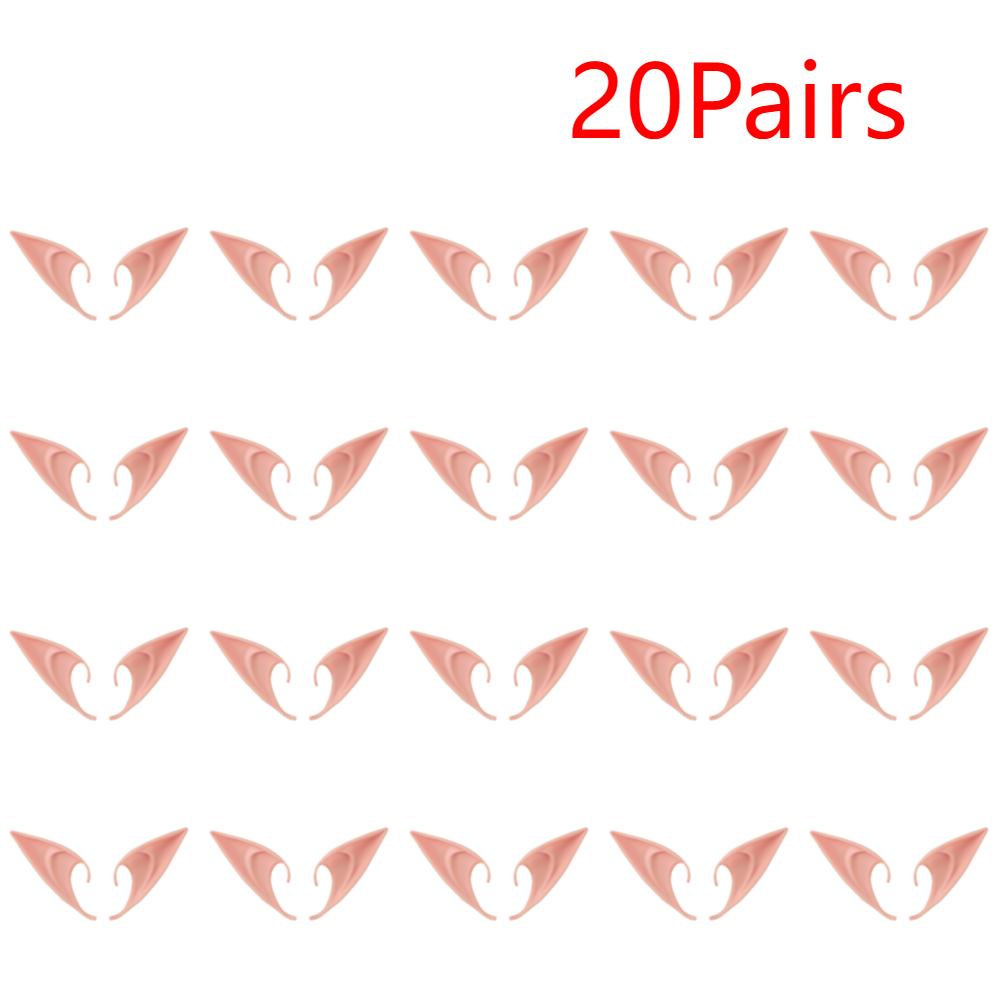 20-1Pairs Halloween Elf Ears Latex Ears for Angel Halloween Cosplay Decoration Masquerade Costume Fairy Photo Props for Girls