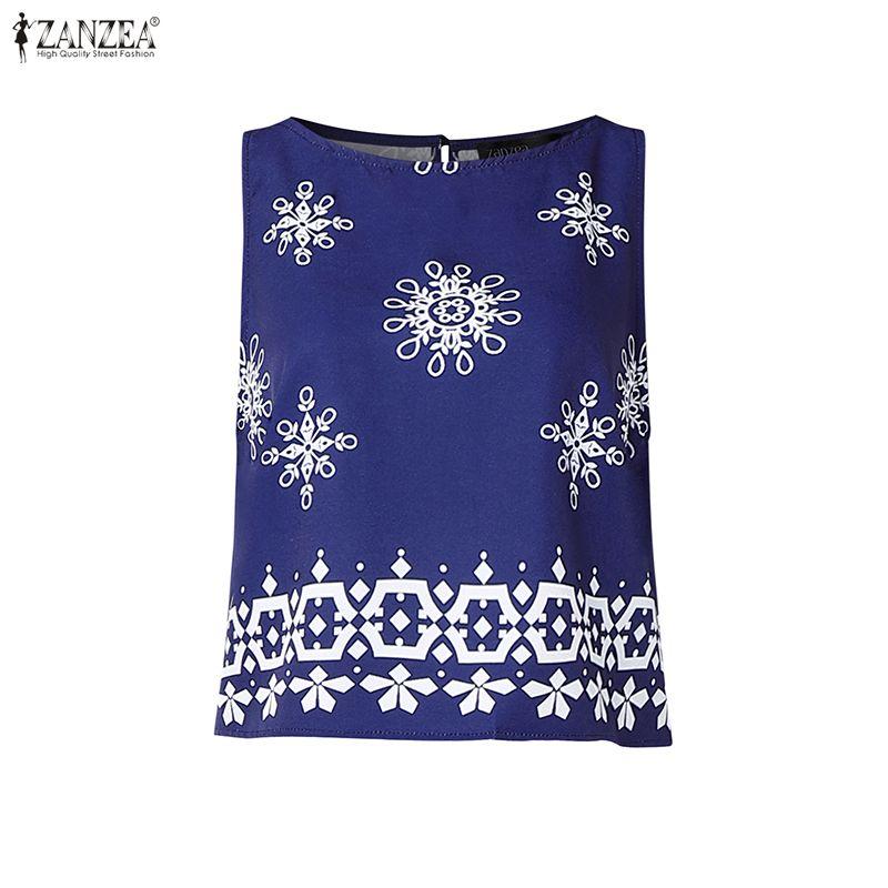 ZANZEA Two Piece Suit Women Sleeveless Print Tank Tops and Long Pants Casual Sets