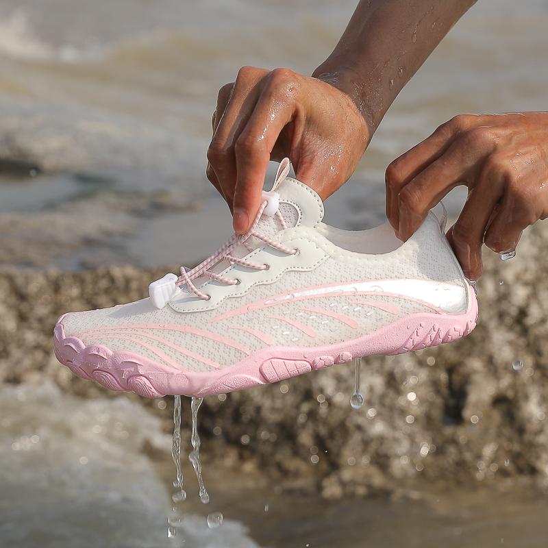 

Унисекс обувь для плавания Легкая аква обувь Нескользящие дышащие кроссовки для спортзала Быстросохнущие повседневные туфли для плавания для мужчин и женщин 36 розовый