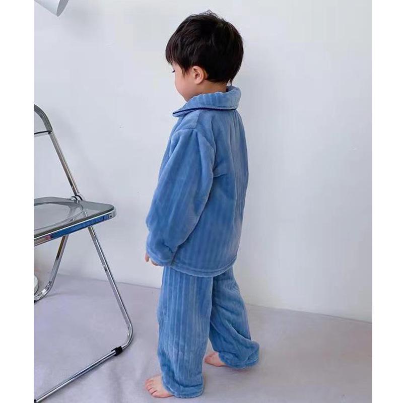 Cozy Coral Fleece Pajamas Set for Kids - Flannel Homewear for Winter