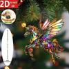 2Pcs Horse Pendant 2D Acrylic Animal Charm Christmas Tree Door Window Wall Hanging Ornament Automotive Decoration