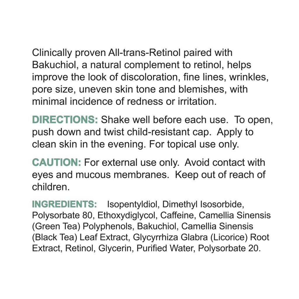 Replenix Retinol + Bakuchiol Concentrated Serum (30mL) Night Use, Suitable for Sensitive Skin, Anti-Aging Care, Fragrance-Free, Paraben-Free,