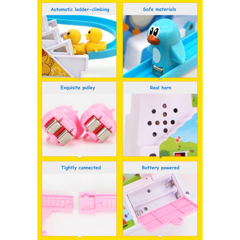 Set de roller coaster pentru copii de jucărie pentru urcarea scărilor de rață electrică cu lumină LED intermitentă