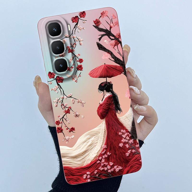 For Infinix Hot 60 Pro Plus Case Fashion Simplicity Flower Liquid Silicone Camera Protection Cover For Infinix Hot 60 Pro+ Capa