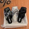 Fashion Aphixta Bling Sequined Decoration Flat With Slippers Cross Straps Casual Women Outside Slides Square Toe Summer Sandals Shoe