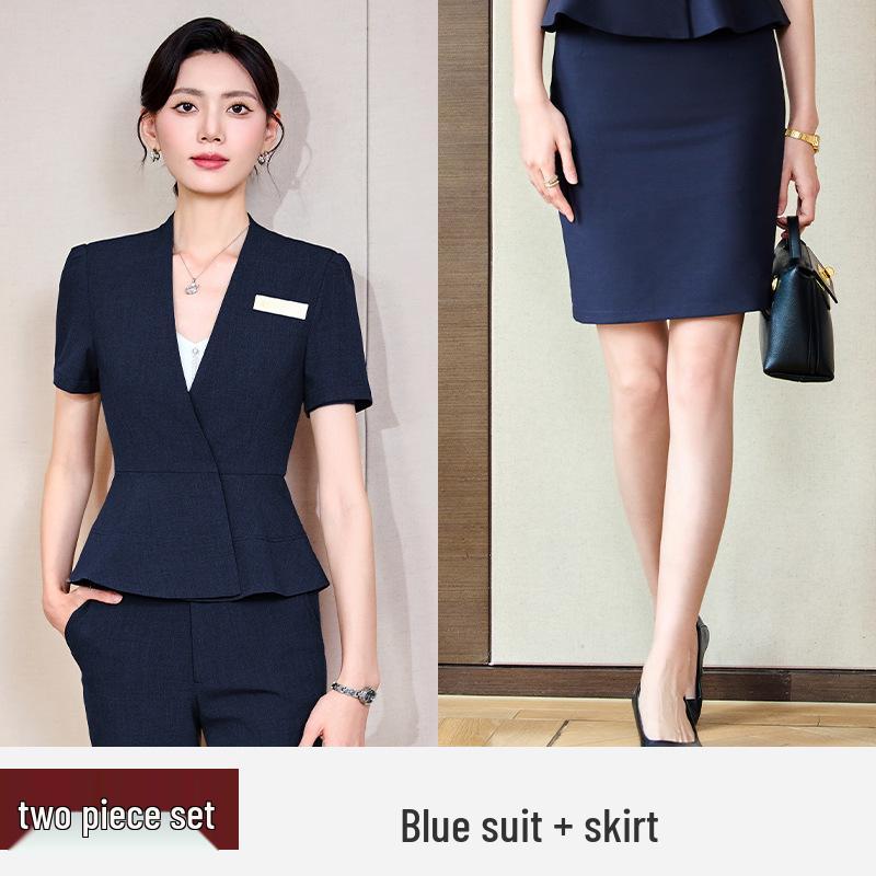 Women's Short Sleeve Professional Suit for Salon and Hotel Work