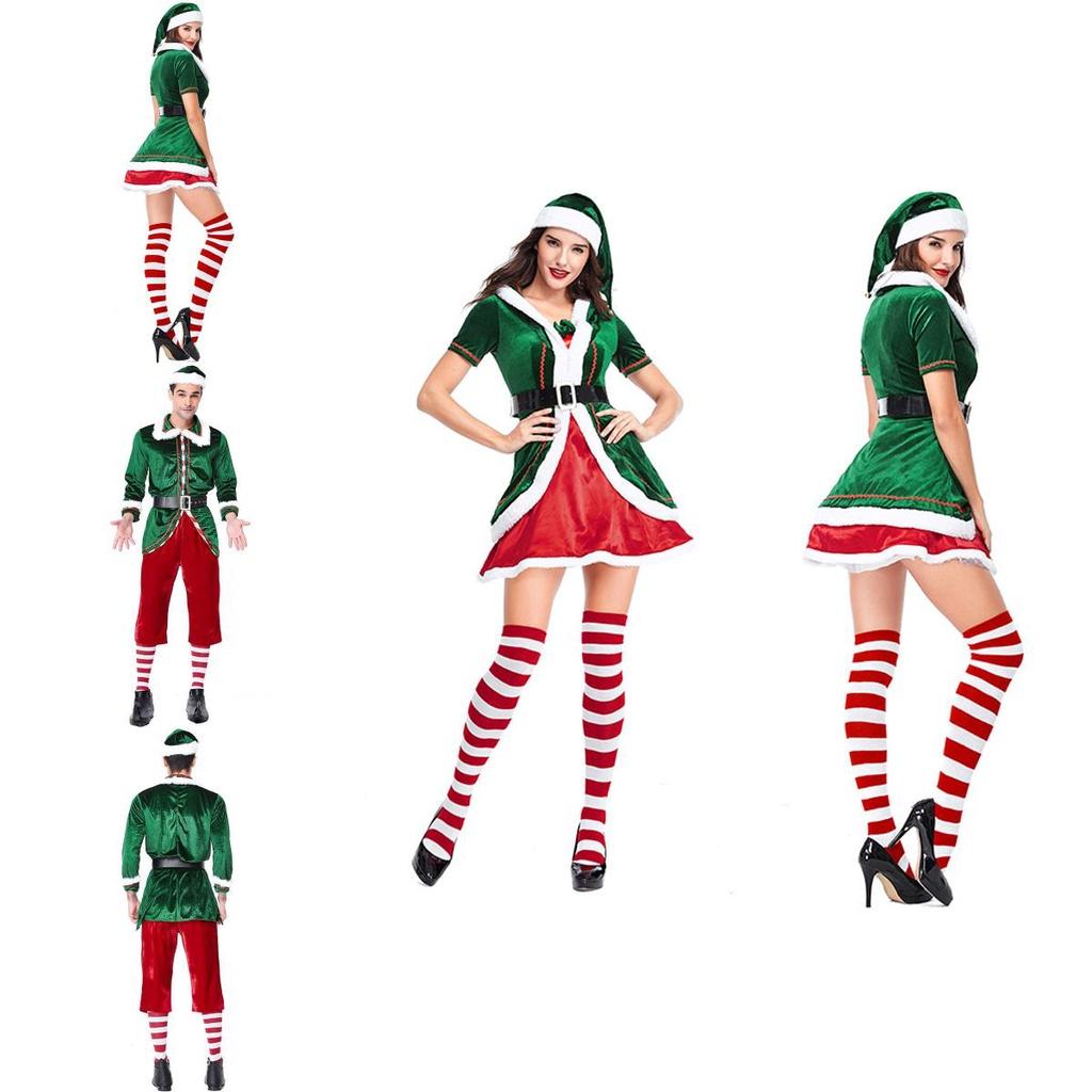 Adjustable And Durable Couple's Elf Cosplay Costume For Holiday Gatherings
