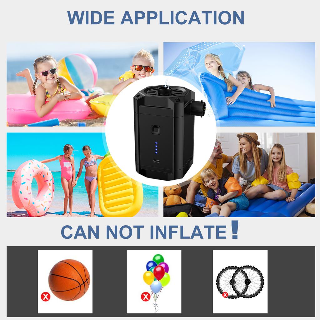 5000mAh Inflatable Pump 3.7V High Capacity Portable Air Pump Fast Air Filling Quick for Air Mattress Beds for Swimming Pool Boat