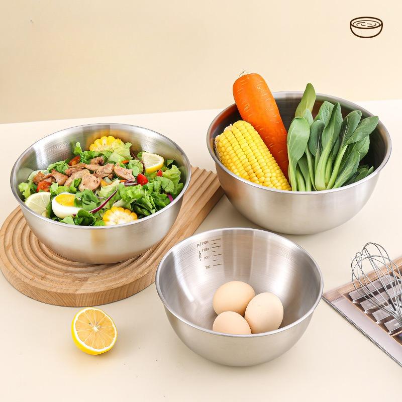 3pcs Stainless Steel Mixing Bowl Set, Used for Cooking, Baking, and Serving, Kitchen/mixing Bowl, Measuring Cup for Baking