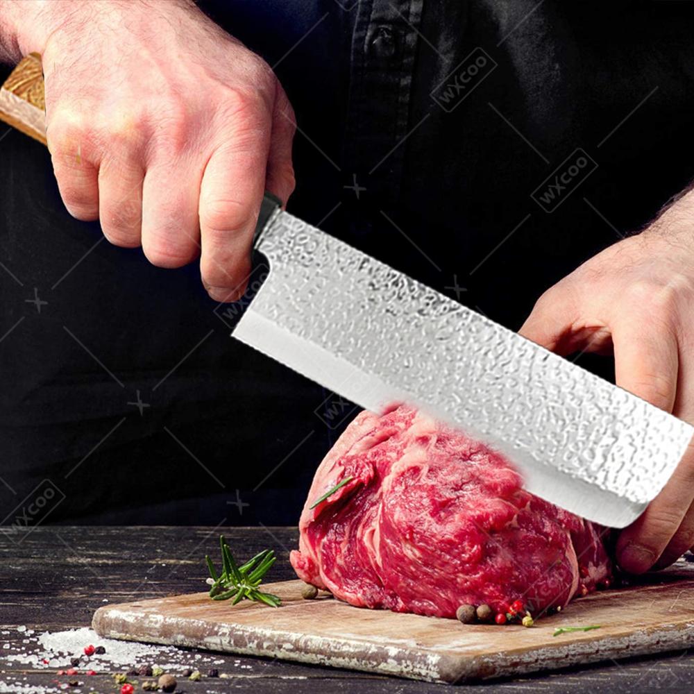 WXCOO Japanese Kitchen Knife Bread Cutter Fruit Vegetable Utility Knife Stainless Steel Forged Boning Butcher Knife Accessories