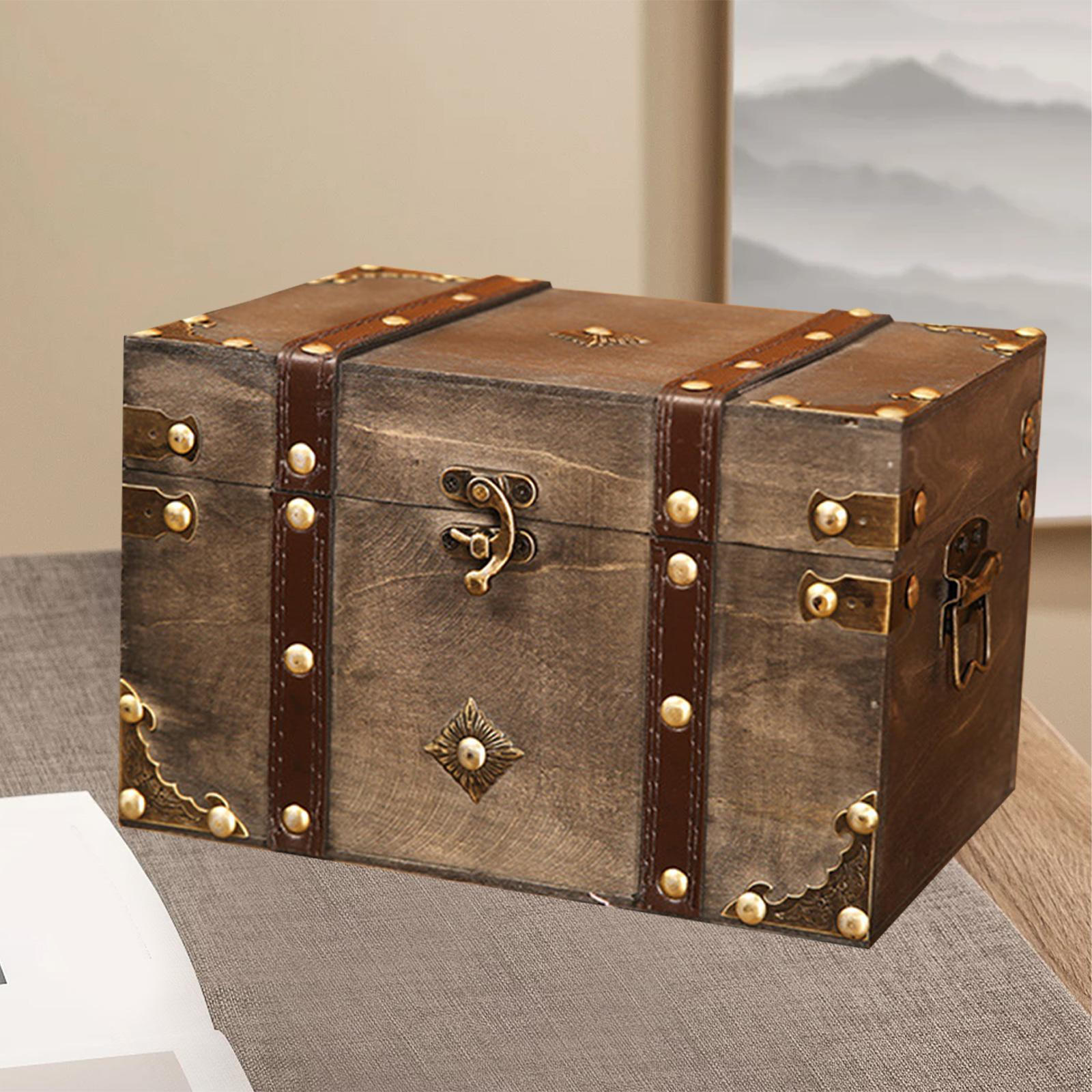 

Винтажная шкатулка для драгоценностей, пиратский сундук с сокровищами, коллекционный контейнер, прямоугольный органайзер для хранения L