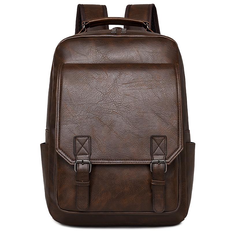 

Мужской водонепроницаемый рюкзак для ноутбука из ПУ кожи - Большая вместимость, модный для бизнеса, активного отдыха и повседневного использования темно-коричневого