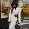 Lapel Single-breasted Long Ladies Coat Fashion All-match Solid Color Thick Coat Autumn and Winter New Ladies Long Jacket