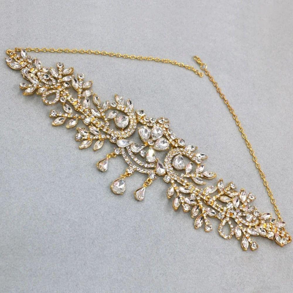 Forehead Crystal Tassel Headband Luxury Bridal Tiaras Head Chain  Formal Events