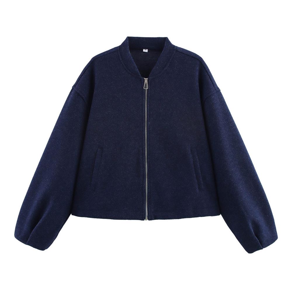 

2025 Spring/Summer Women s Loose Casual Solid Color Soft Buckle Bomber Jacket Medium