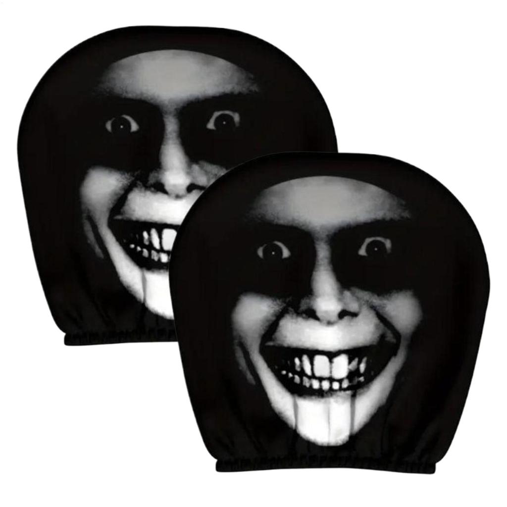 Autokopfstützenschoner 2 Stück Weiche Autokopfstützenbezüge Halloween Lustiger Smiley-Gesichtsschoner Fahrzeugzubehör für Autositze