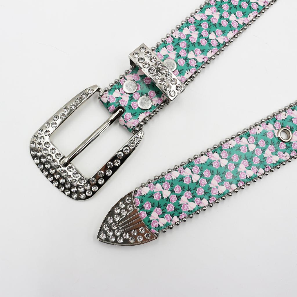 All-match Personalized Trendy Rhinestone Printed Belt Design Jeans Accessories PU Leather Belt
