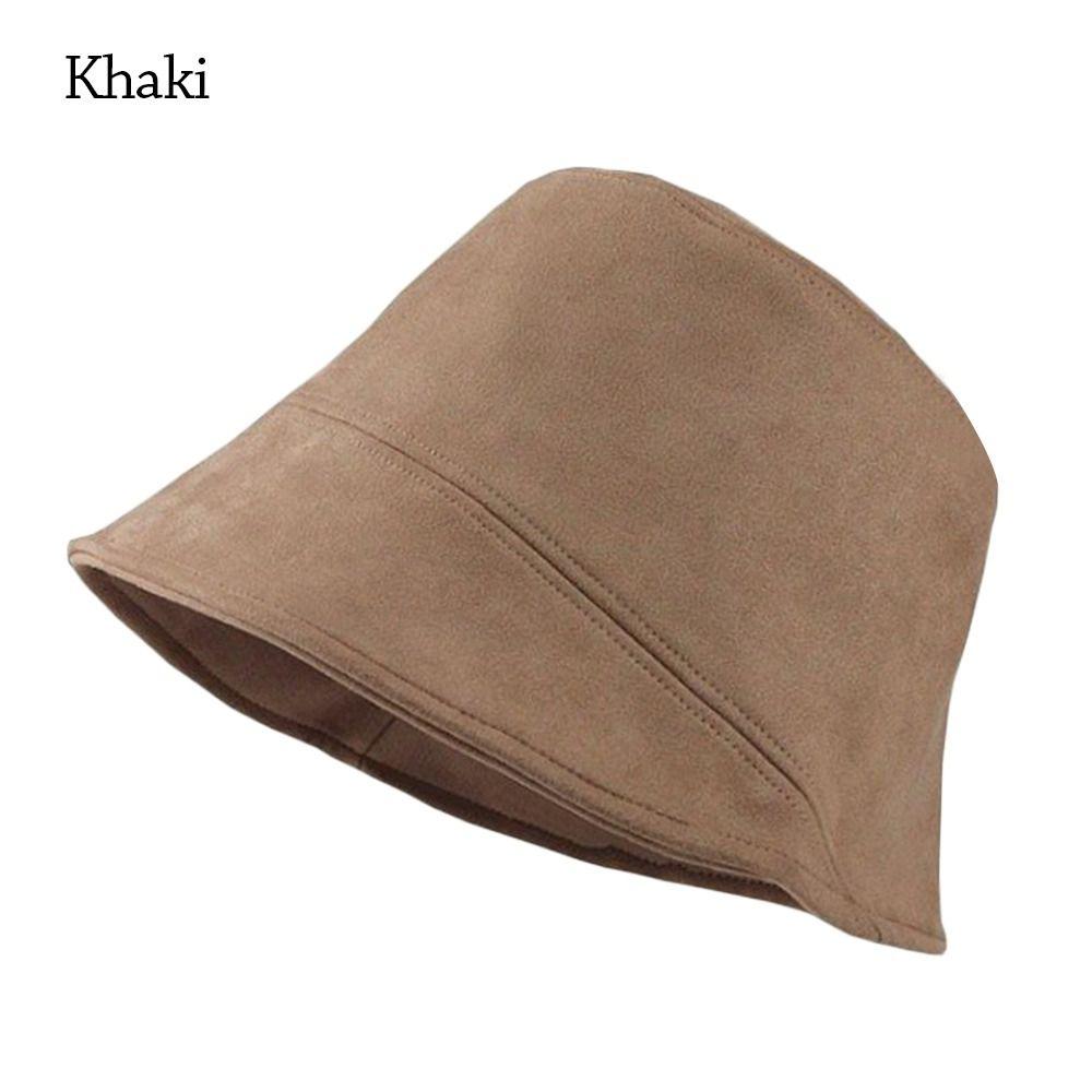 

Теплая рыбацкая кепка из замши и шерсти, шляпа панама, уличная шляпа-ведро для женщин хаки