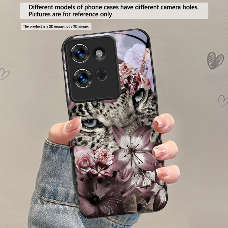 Flower Leopard Shadow For Motorola Moto Edge 20 Lite 30 Pro 40 Neo 50 Ultra G45 G54 G55 G75 G84 G85 GPlay 23 Glass Phone Case