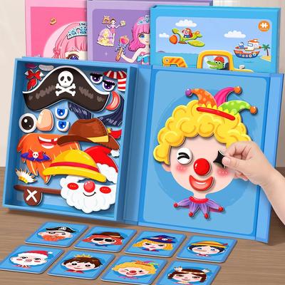 Magnetic Educational Puzzle Toys for Toddlers 3 To 6 Years Boys Girls Dress-Up Magnet Stickers Figure Face Changing Baby Toys
