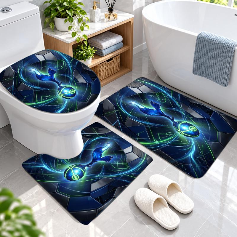 3Pcs Flannel Toilet Mat Set Tottenham Hotspur Bathroom Rug Bath Carpet Non Slip Home Decor