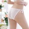 Erotic Panties Soild Color Breathable Underwear Women Lace Up Sexy Lace Bow Lingerie Female Mid-waist Thin Mesh Briefs