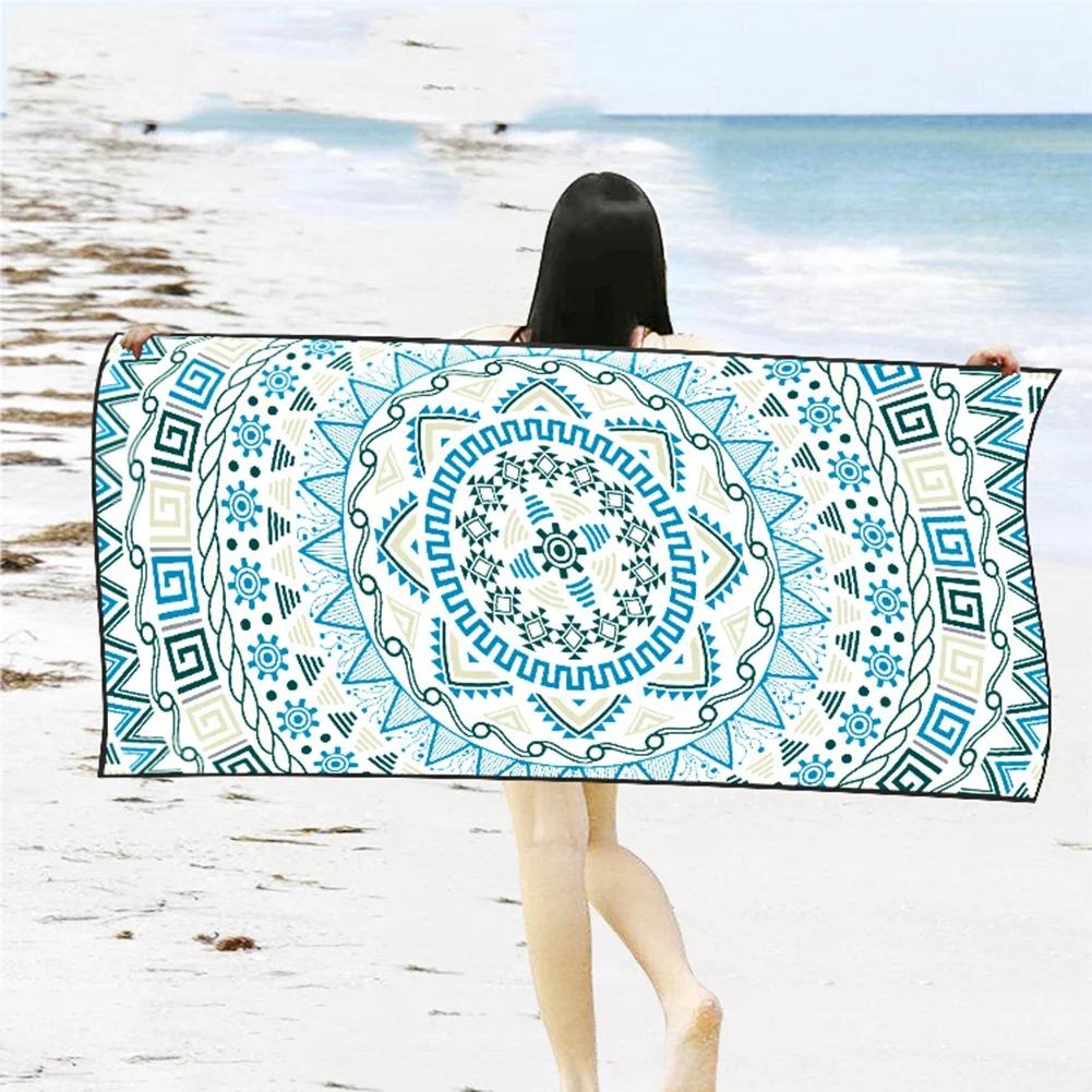 Summer Beach Towel Adult Absorbent Beach Towel Boho Geometric Pattern Quick Dry Bath Towel Travel Picnic Yoga Blanket Women Gift