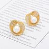 Korean Dongdaemun Zircon Pearl Earrings, Women's S925 Silver Anti-Allergy Studs