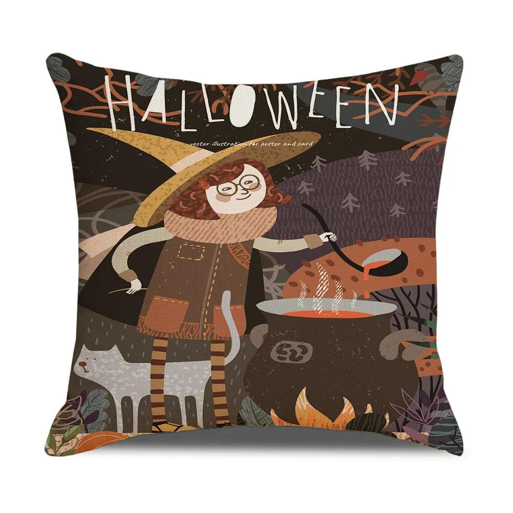 

Украшение комнаты Эстетика Хэллоуин Ведьма Наволочка Хлопок Лен Гостиная Диван Кровать 40x40cm