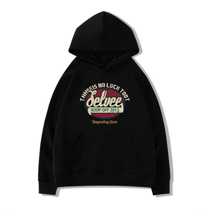Season's new printed letter hooded sweater couple loose casual velvet