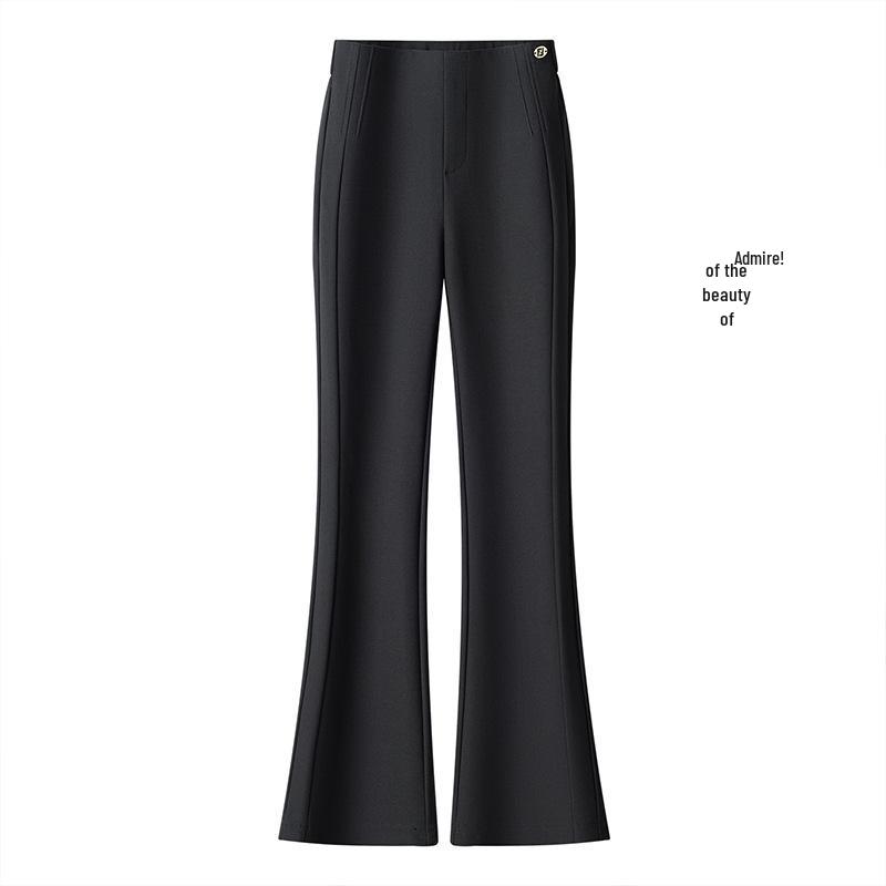 

Women s High-Waisted Micro Flare Pants - 2026 Petite Slimming Spring & Autumn Versatile Suit Style 32/4XL (145-155 lbs) чёрный