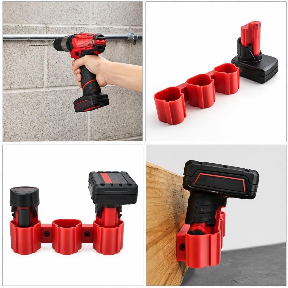 2pcs Wall Mountable Wall Mount Battery Rack 12V Compatible Battery Holders Pack  For Milwaukee M12