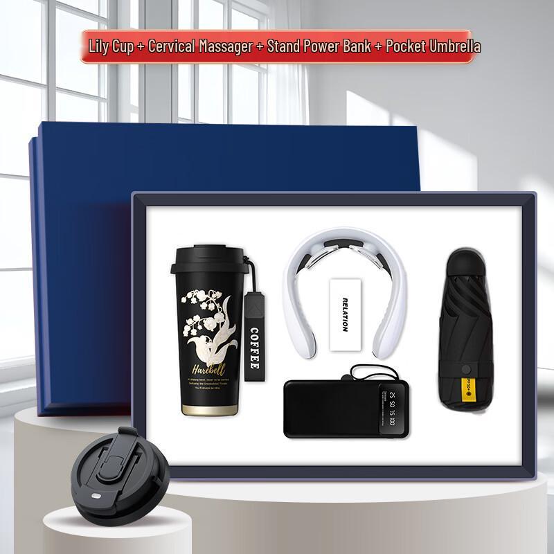 Jilifa Lily of the Valley Black 4-in-1 Coffee Cup Gift Set