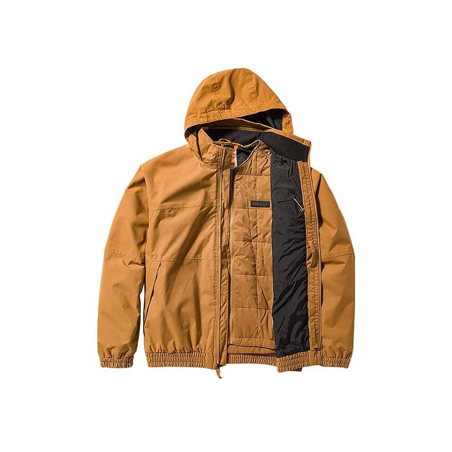 Timberland Solid Color Outdoor Waterproof Three-In-One Hooded Jacket Men Jackets Wheat A6NFS-P47