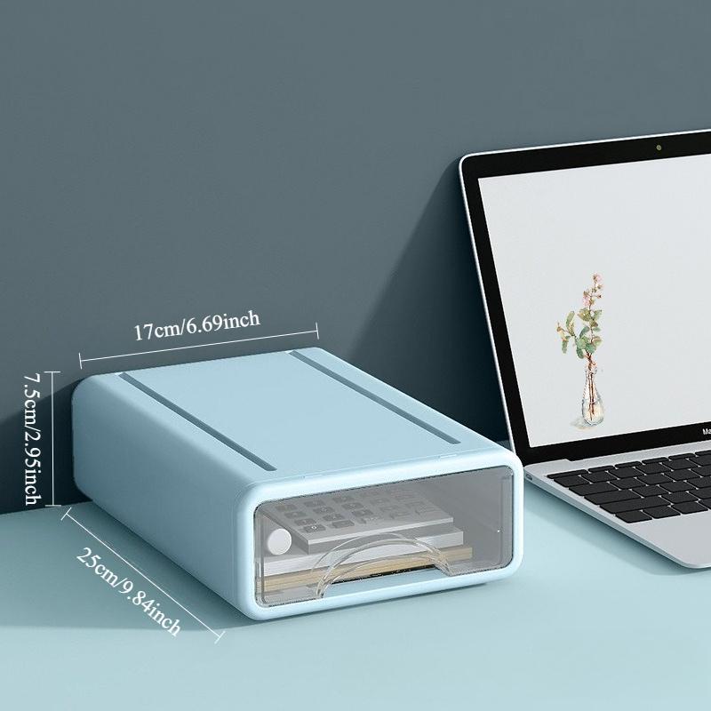 Stackable Desktop Storage Boxes with Transparent Drawers - Durable Plastic Organizer for Office Supplies, Cosmetics & Stationery